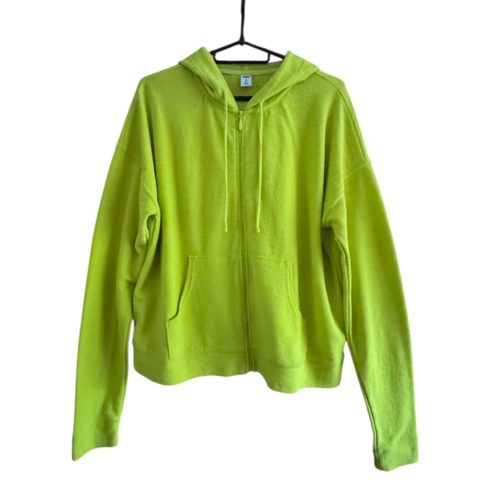 Old Navy Hoodie Women’s Medium Tall Bright Green Front Zip